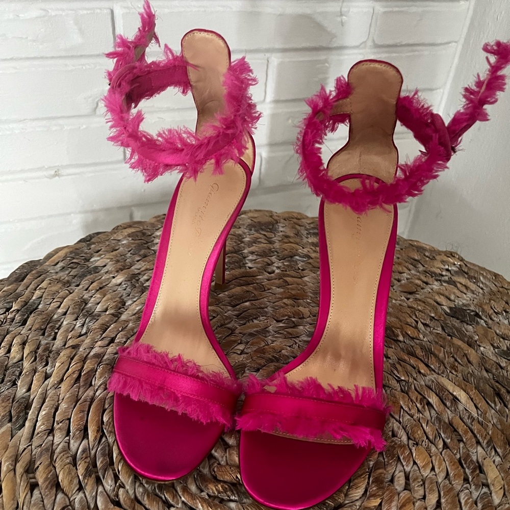Gianvito Rossi Magenta Pink Raw Edge Sandal Heels